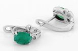 Серьги из серебра с изумрудом овал 5х7 мм 61626
