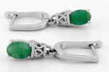 Серьги из серебра с изумрудом овал 5х7 мм 61629