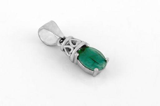 Серебряный кулон с изумрудом 61630 купить в магазине Самоцветы мира