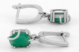 Серьги из серебра с изумрудом овал 7х9 мм 61632