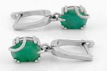 Серьги из серебра с изумрудом овал 7х9 мм 61632