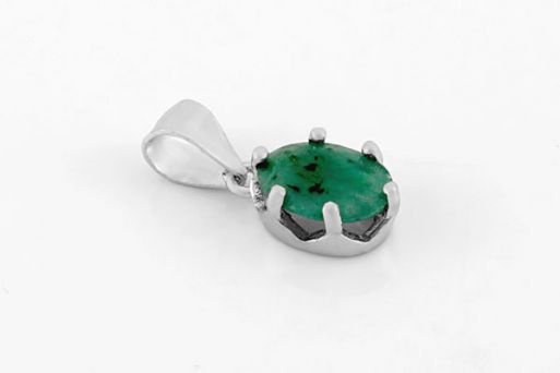 Серебряный кулон с изумрудом 61635 купить в магазине Самоцветы мира