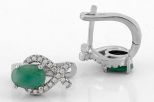 Серьги из серебра с изумрудом и фианитами овал 5х7 мм 61639
