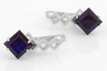 Серьги из серебра с сапфиром квадрат 8х8 мм 61652