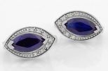 Серьги из серебра с сапфиром и фианитами маркиза 6х12 мм 61653