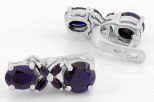 Серьги из серебра с сапфиром круг 8 мм овал 6х8 мм 4 маркизы 2х4 мм 61658