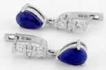 Серьги из серебра с сапфиром и фианитами капля 7х9 мм 61660