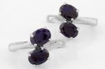 Серьги из серебра с сапфиром 2 овала 6х8 мм 61662