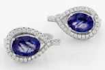 Серьги из серебра с сапфиром и фианитами овал 6х8 мм 61664