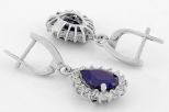 Серьги из серебра с сапфиром и фианитами капля 8х12 мм 61666