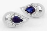 Серьги из серебра с сапфиром и фианитами капля 5х7 мм 61669