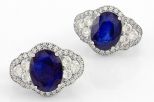 Серьги из серебра с сапфиром и фианитами овал 7х9 мм 61671