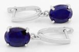 Серьги из серебра с сапфиром овал 8х10 мм 61680