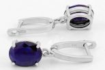 Серьги из серебра с сапфиром овал 8х10 мм 61680