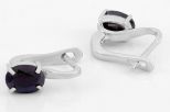 Серьги из серебра с сапфиром овал 6х8 мм 61681
