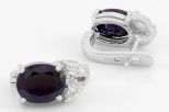 Серьги из серебра с сапфиром и фианитами овал 8х10 мм 61682