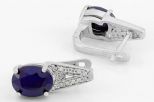 Серьги из серебра с сапфиром и фианитами овал 7х9 мм 61691