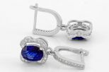 Серьги из серебра с сапфиром и фианитами овал 6х8 мм 61692
