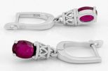Серьги из серебра с рубином овал 5х7 мм 61701