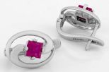 Серьги из серебра с рубином квадрат 5х5 мм 61708