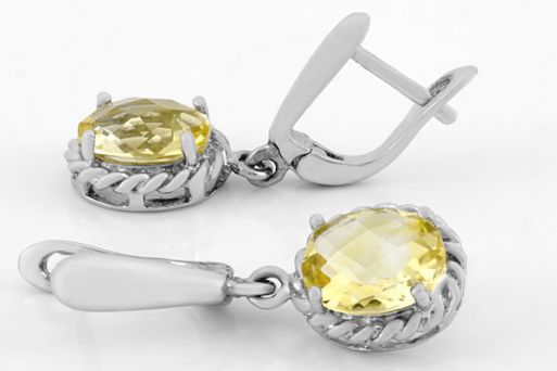 Серебряные серьги с цитрином 61722 купить в магазине Самоцветы мира