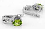 Серьги из серебра с хризолитом и фианитами овал 5х7 мм 61734