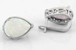 Серьги из серебра с опалом белым синтетическим капля 10х14 мм 62082