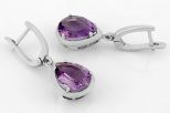 Серьги из серебра с аметистом капля 10х13 мм 62094