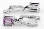 Серьги из серебра с аметистом прямоугольник 5х7 мм 62107
