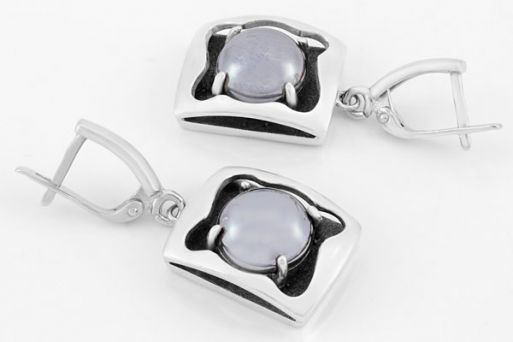 Серебряные серьги с гематитом 62120 купить в магазине Самоцветы мира