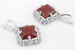 Серьги из серебра с яшмой квадрат 15х15 мм 62121