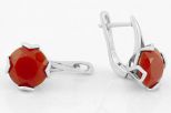 Серьги из серебра с сердоликом круг 10 мм 62158
