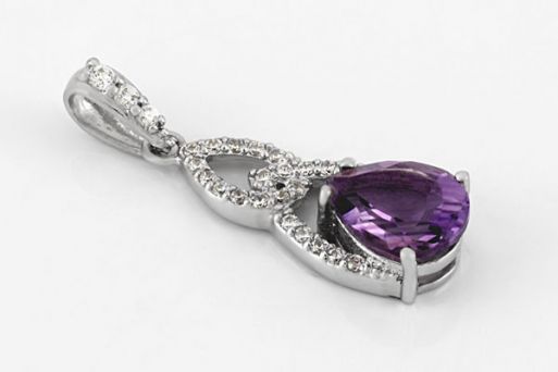 Серебряный кулон с аметистом 62638 купить в магазине Самоцветы мира
