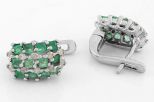 Серьги из серебра с изумрудом и бриллиантами 12 квадратов 3х3 мм 62720