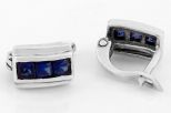 Серьги из серебра с сапфиром 3 квадрата 3х3 мм 62721