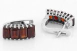 Серьги из серебра с гранатом 4 лрямоугольника 4х6 мм 62752