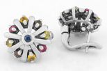 Серьги из серебра с сапфиром цветным 9 кругов 3 мм 62754
