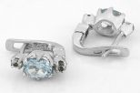 Серьги из серебра с топазом овал 5х7 мм 2 круга 3 мм 62755