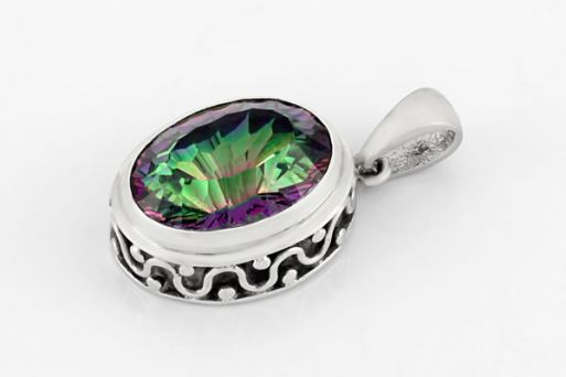 Серебряный кулон с аметистом мистик 62849 купить в магазине Самоцветы мира