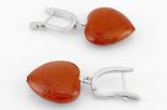 Серьги из мельхиора с яшмой красной сердце 18х18 мм 62872