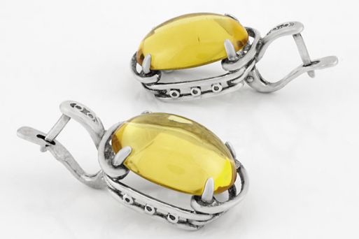 Серебряные серьги с цитрином 63079 купить в магазине Самоцветы мира