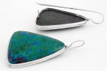 Серьги из серебра с хризоколлой треугольник 25х30х35 мм 63081