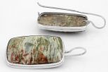 Серьги из серебра с яшмой прямоугольник 20х30 мм 63085