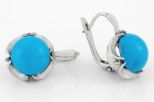 Серьги из серебра с бирюзой натуральной круг 12 мм 63131