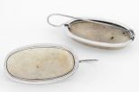 Серьги из серебра с беломоритом овал 16х32 мм 63325