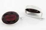 Серьги из серебра с гранатом овал 15х20 мм 63359