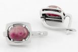 Серьги из серебра с турмалином овал 8х10 мм ящик 63466