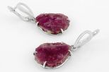 Серьги из мельхиора с турмалином фантазийные 18х22 мм 63499