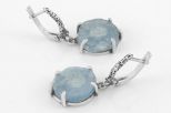 Серьги из серебра с аквамарином