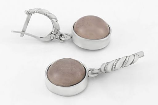 Серебряные серьги с розовым кварцем 63666 купить в магазине Самоцветы мира